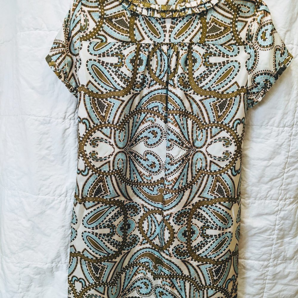 J Crew "vintage" silk blue and brown dress - Picture 4 of 13